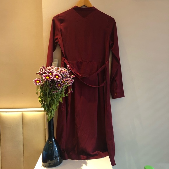 🤩 Elegant Maroon Button up Dress | Good as new | AND - Picture 10 of 12